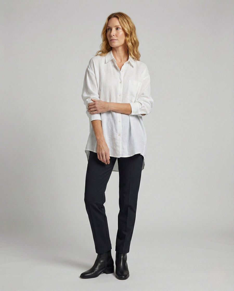 Adeline Linen Blend Blouse in White