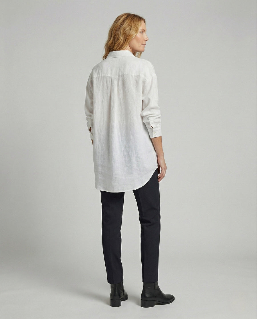 Adeline Linen Blend Blouse in White