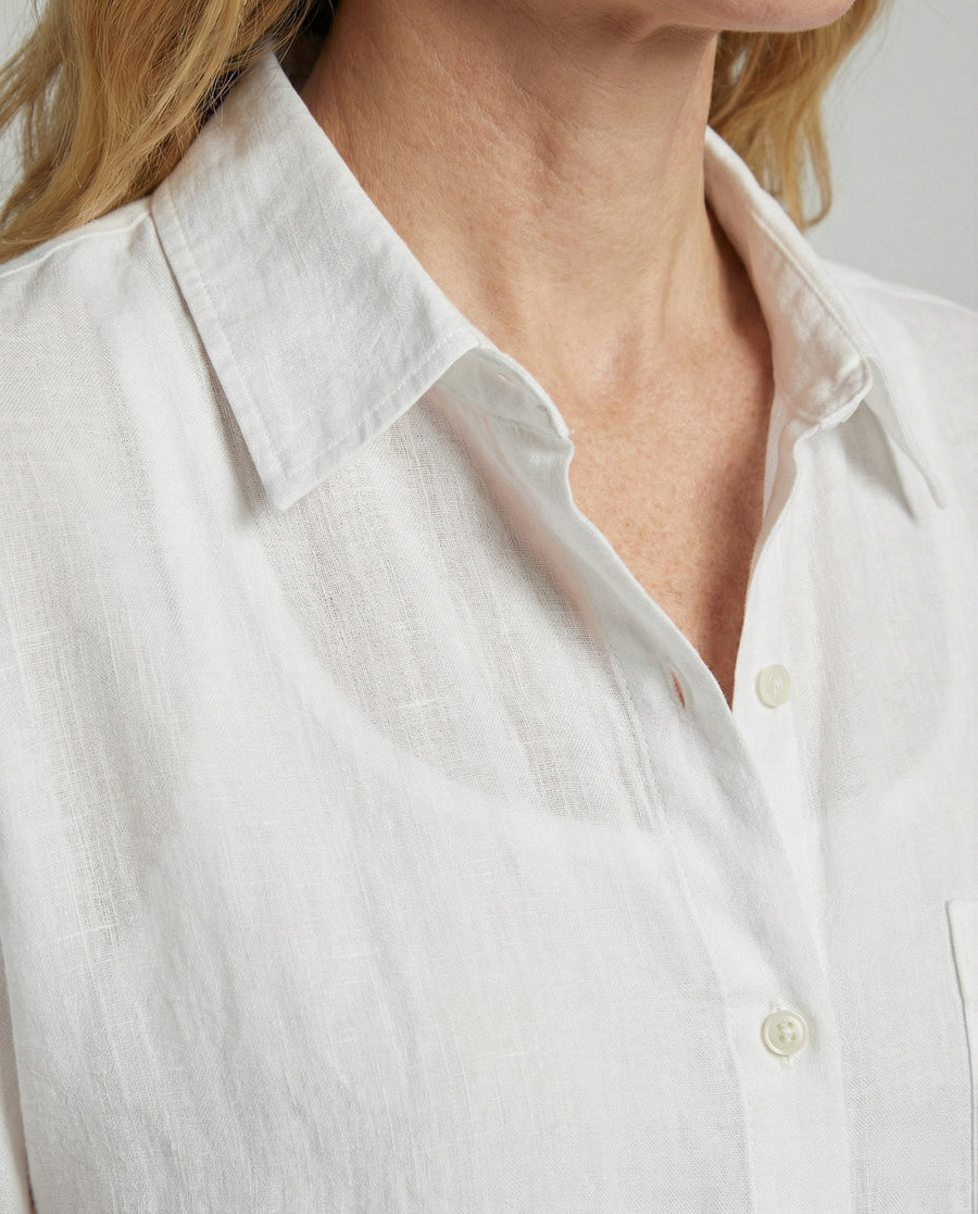Adeline Linen Blend Blouse in White