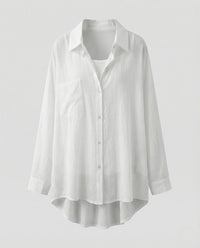 Adeline Linen Blend Blouse in White