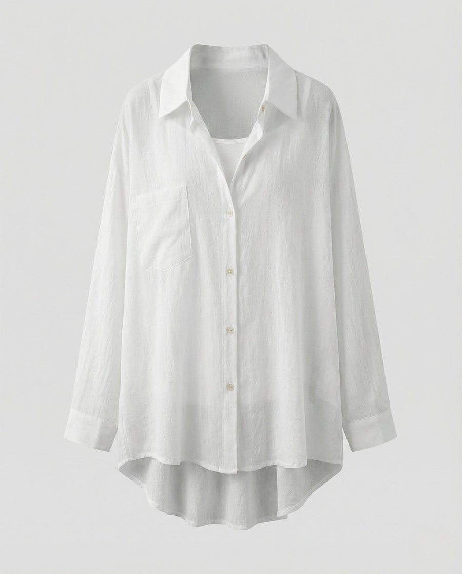 Adeline Linen Blend Blouse in White