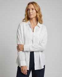 Adeline Linen Blend Blouse in White