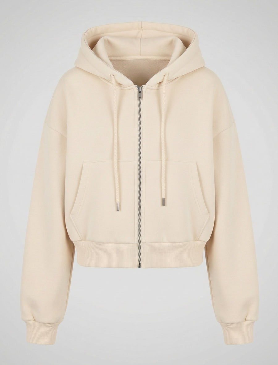 Adeline Shirt with Zip Front and Oversized in Beige