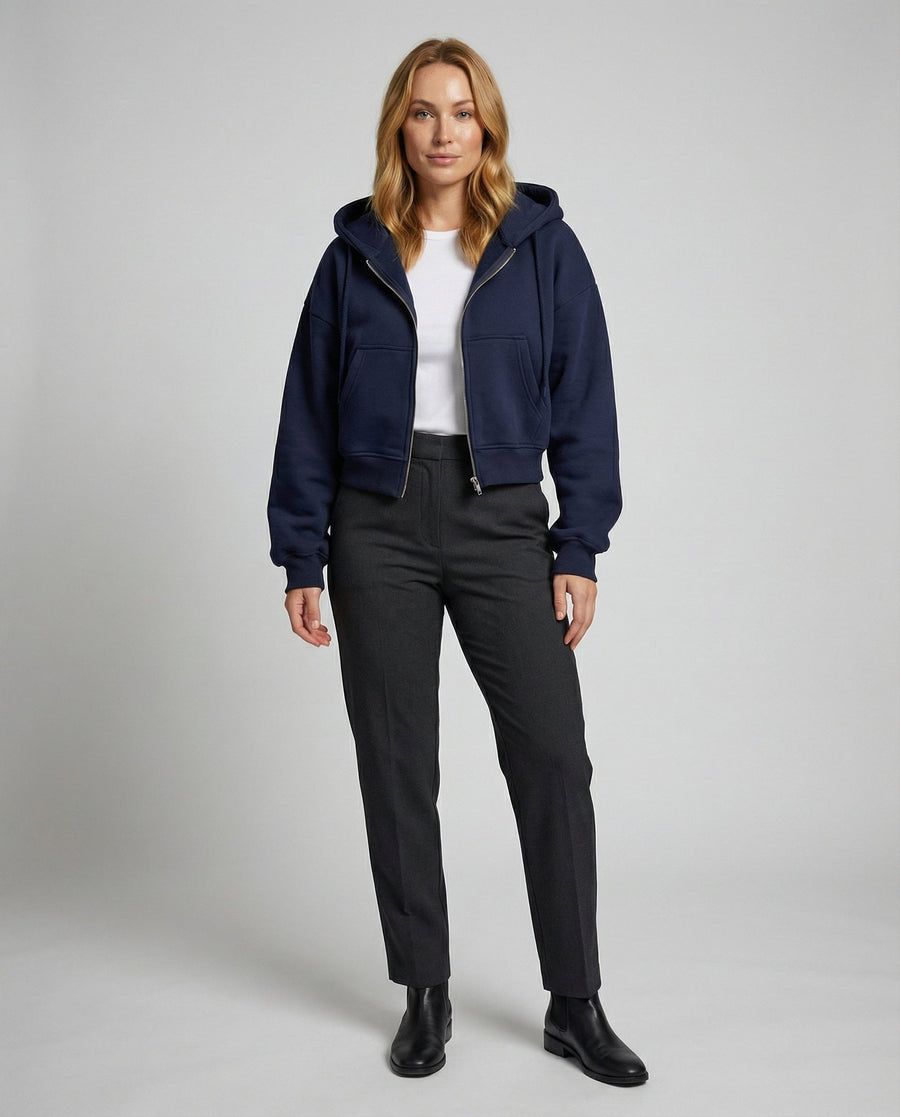 Adeline Shirt with Zip Front and Oversized in Blue