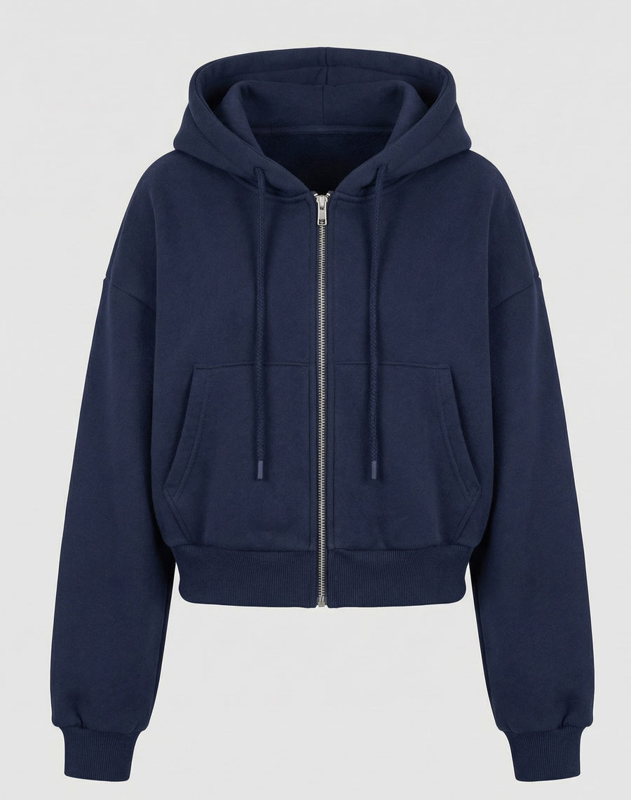 Adeline Shirt with Zip Front and Oversized in Blue