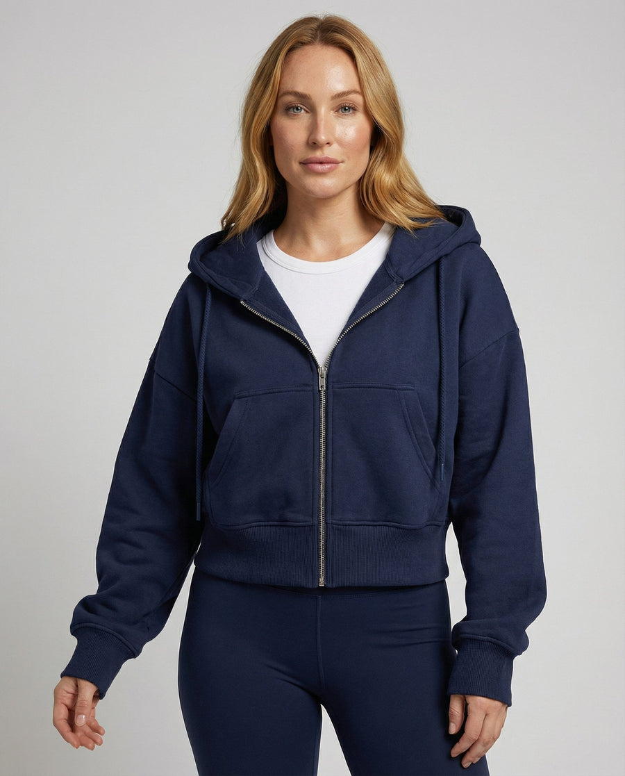 Adeline Shirt with Zip Front and Oversized in Blue