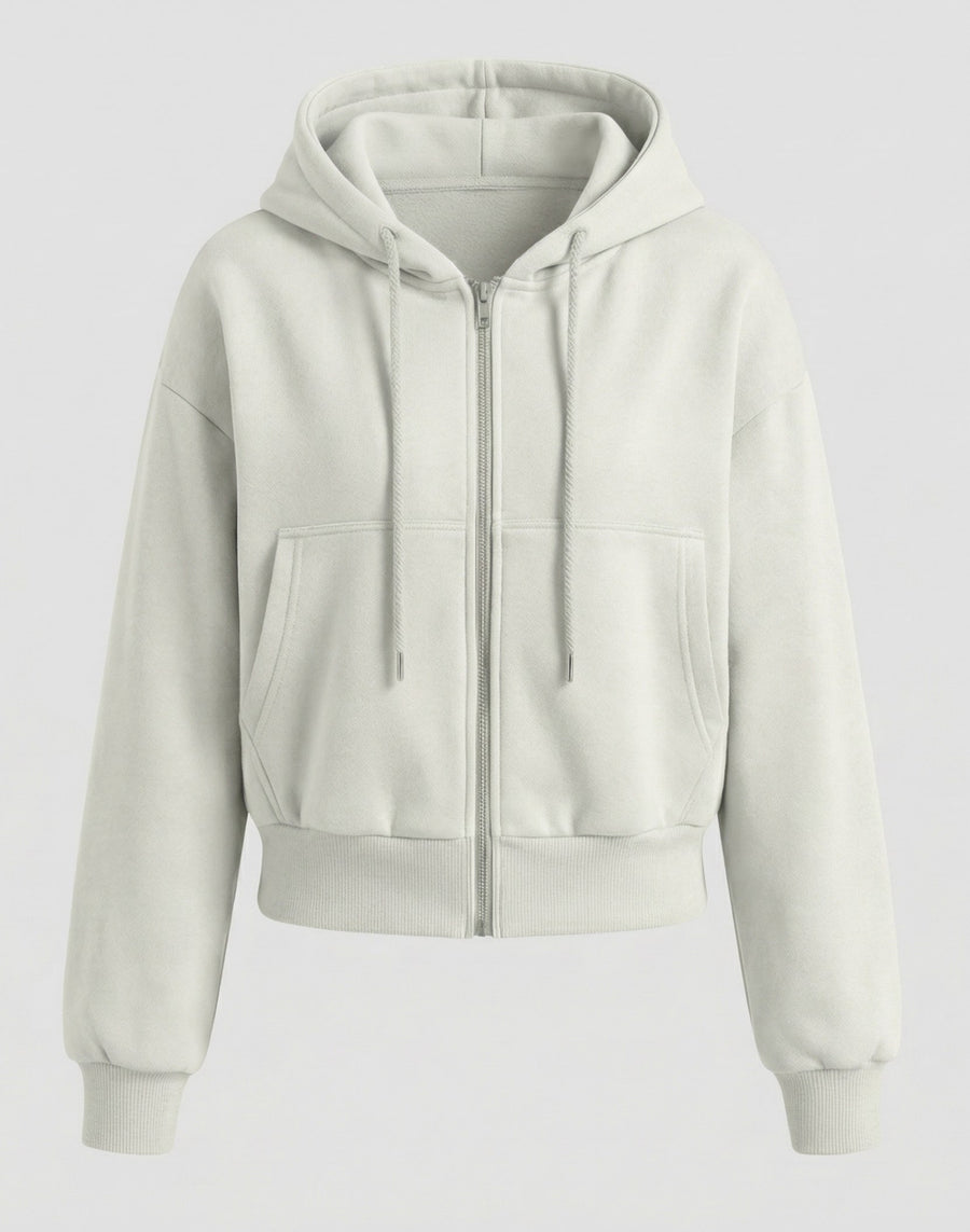 Adeline Shirt with Zip Front and Oversized in Light Grey