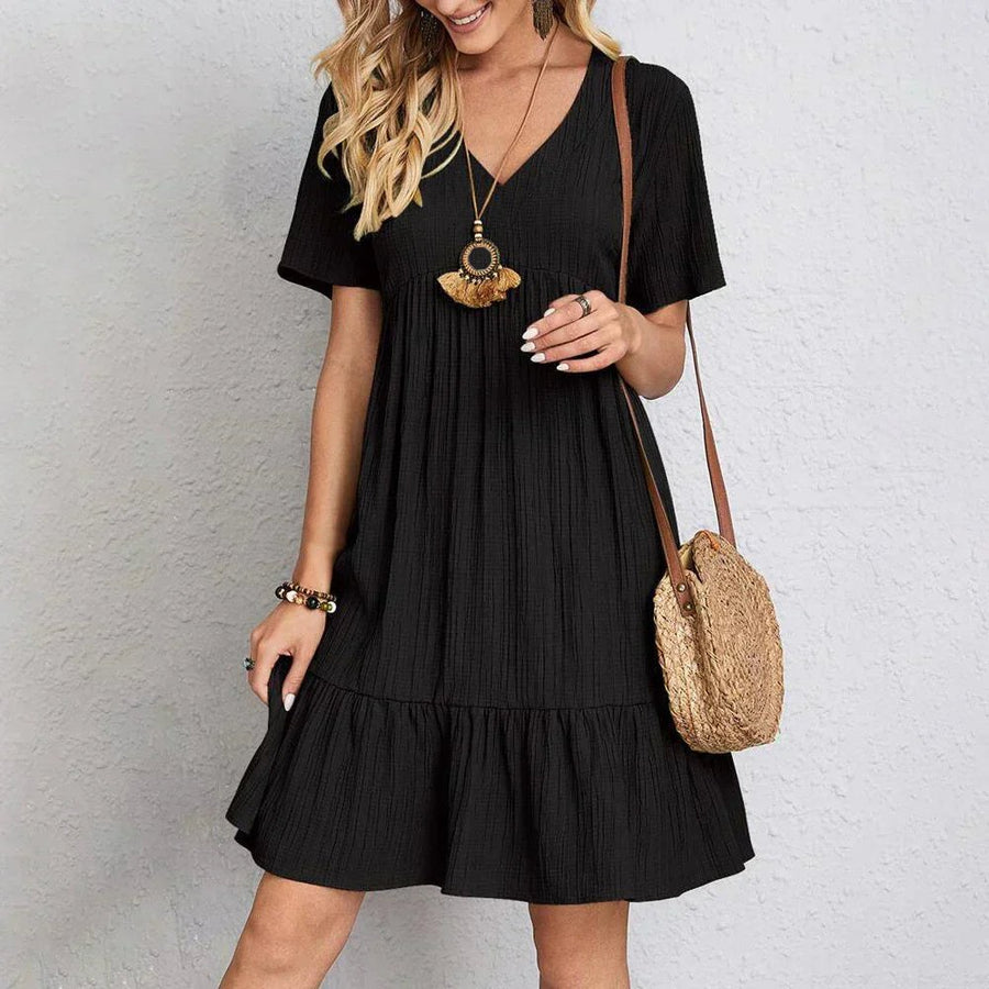 Adeline™ Elegant V-Neck Summer Dress in Purple