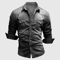 Adrian Casual Denim Shirt in Black