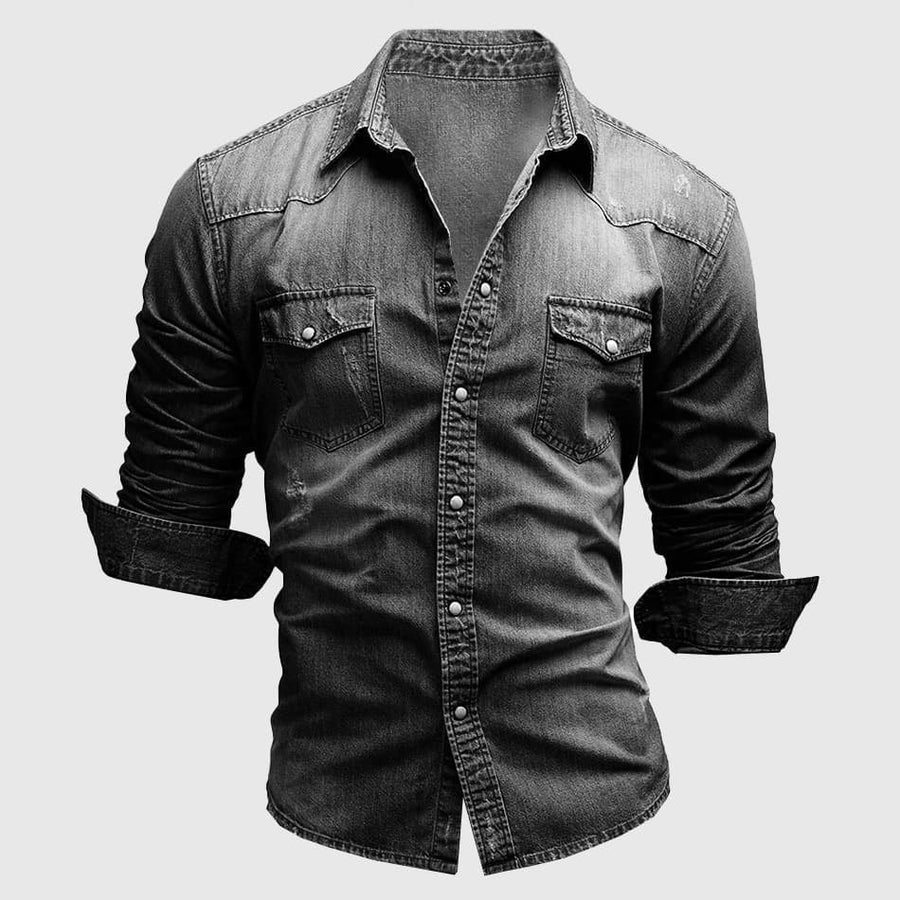 Adrian Casual Denim Shirt in Black