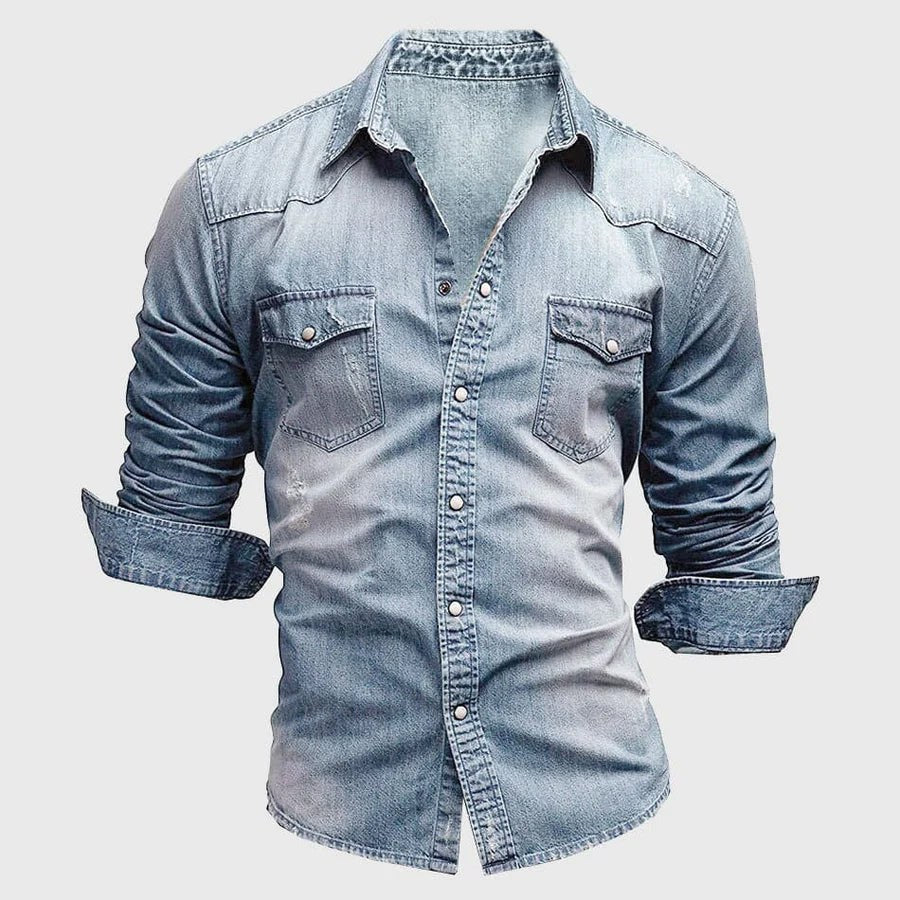 Adrian Casual Denim Shirt in Light Blue