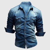 Adrian Casual Denim Shirt in Navy