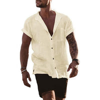 Adrian Casual Linen Shirt in Apricot