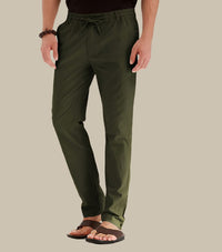 Adrian Casual Trousers with Elastic Waist in Army Green