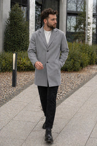 Adrian Coat with Button Front in Grey