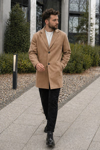 Adrian Coat with Button Front in Khaki