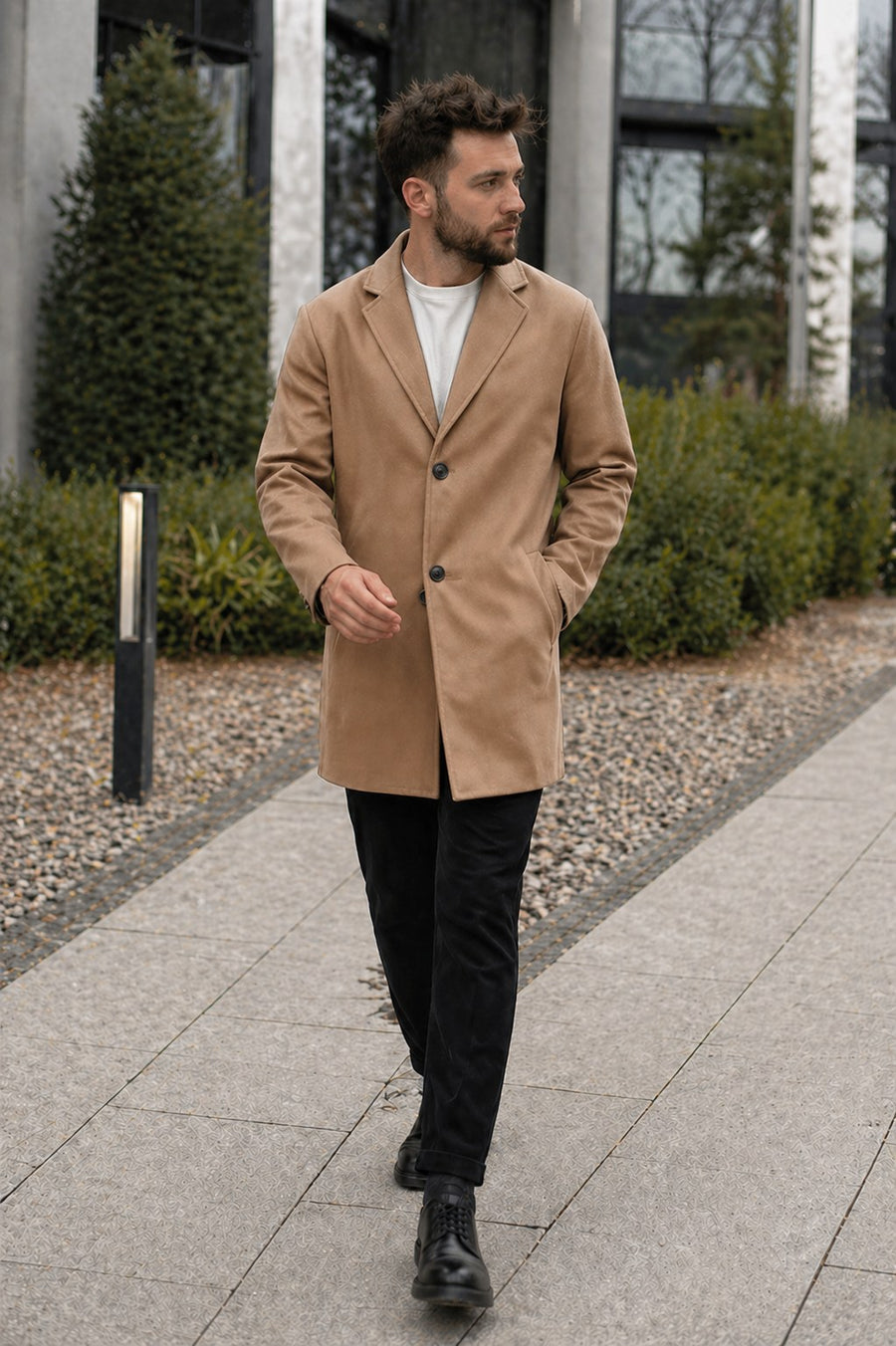 Adrian Coat with Button Front in Khaki
