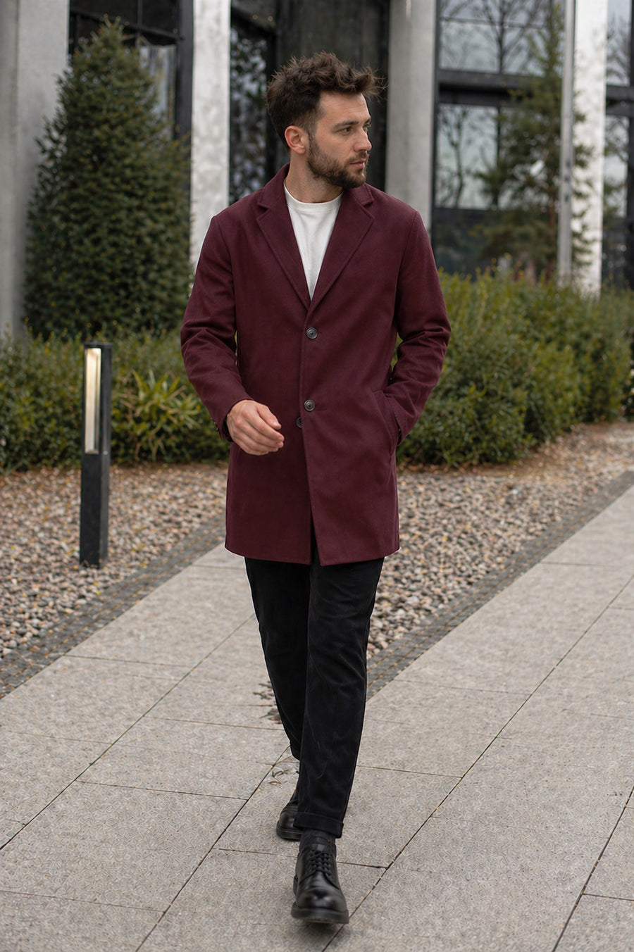 Adrian Coat with Button Front in Red
