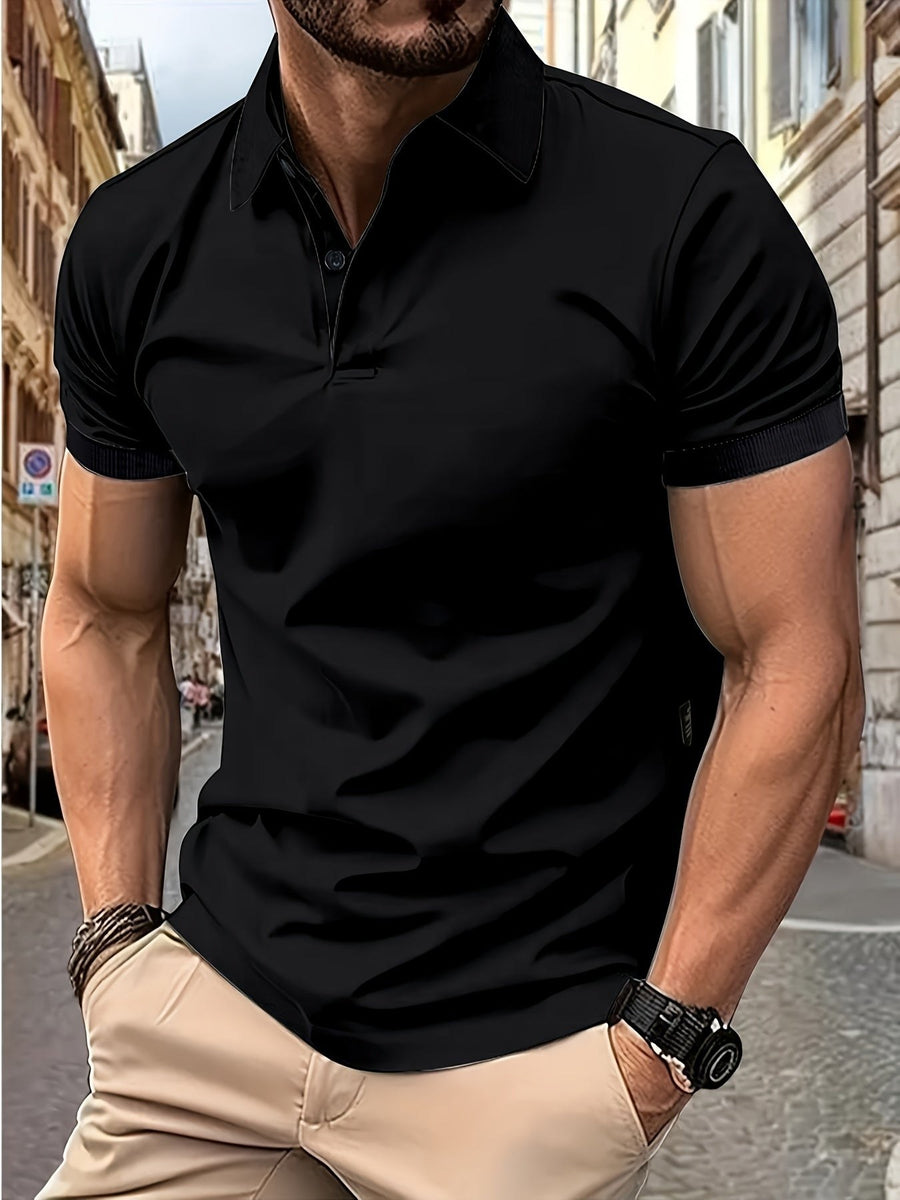 Adrian Comfortable Polo with Short Sleeve in Black
