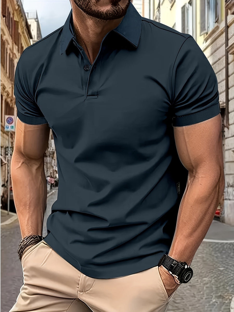 Adrian Comfortable Polo with Short Sleeve in Dark Grey