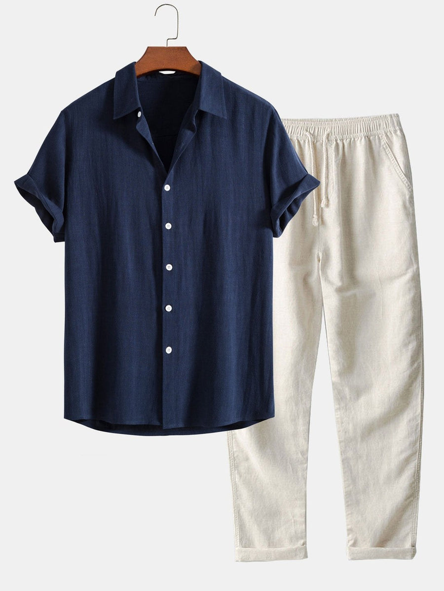 Adrian Lightweight Shirt with Pleated in Navy Blue