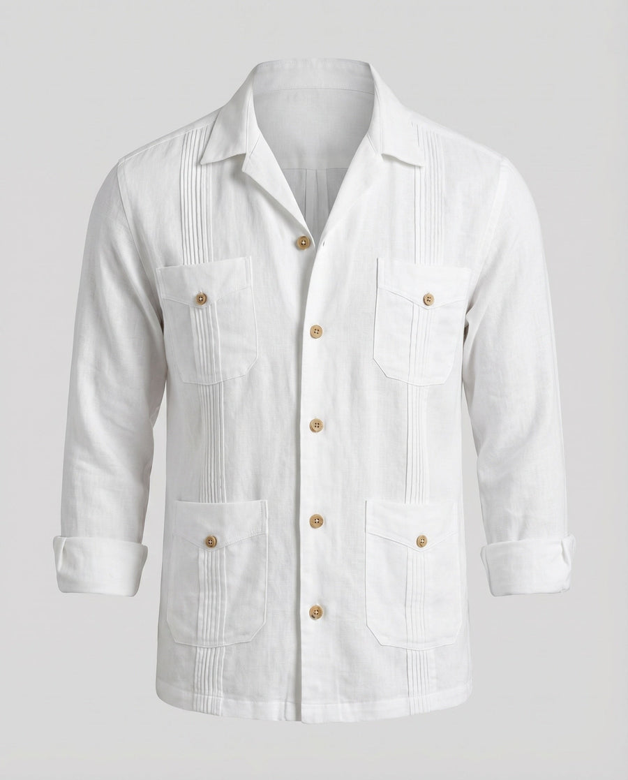 Adrian Linen Blend Shirt in White