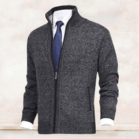 Men's Knit Cardigan Mock Neck Zip Front
