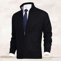 Men's Knit Cardigan Mock Neck Zip Front