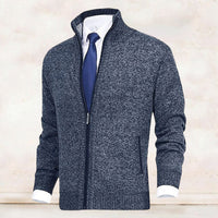 Men's Knit Cardigan Mock Neck Zip Front