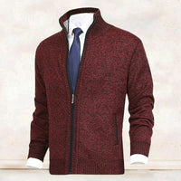 Men's Knit Cardigan Mock Neck Zip Front
