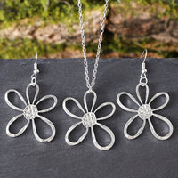 Bohemian Flower Necklace Earrings Set
