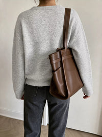 Crew Neck Button Down Cardigan