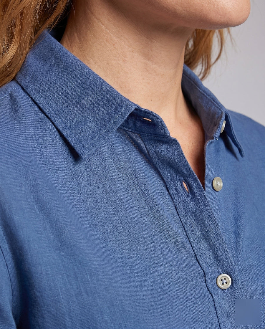 Agnes Casual Linen Blouse with Chest Pocket