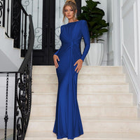 Agnes Elegant Maxi Dress with Long Sleeve in Blue