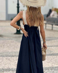 Aimee™ Breathable Comfortable Crossed Maxi Dress in Blue