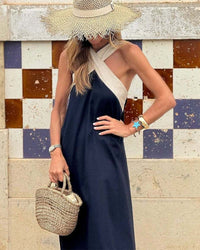 Aimee™ Breathable Comfortable Crossed Maxi Dress in Blue