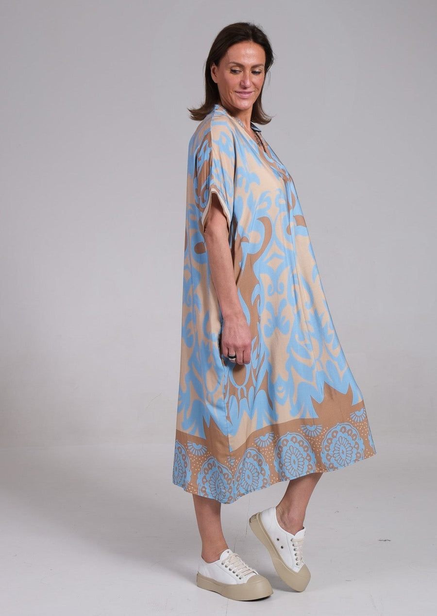 Ainsley™ Elegant Floral Dress in Blue