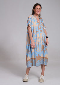 Ainsley™ Elegant Floral Dress in Blue