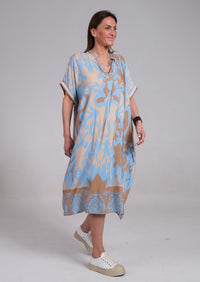 Ainsley™ Elegant Floral Dress in Blue