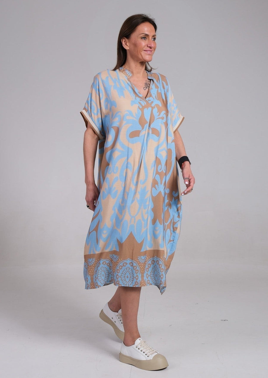 Ainsley™ Elegant Floral Dress in Blue