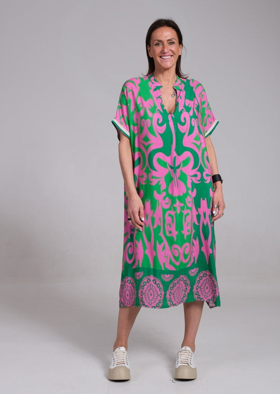 Ainsley™ Elegant Floral Dress in Pink