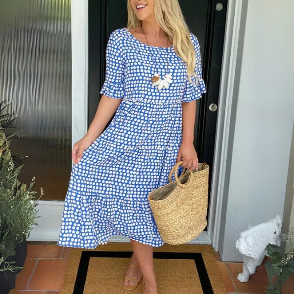 Aisha™ Relaxed Tiered Midi Dress in Blue