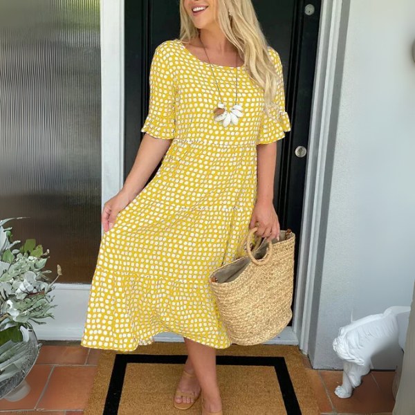 Aisha™ Relaxed Tiered Midi Dress in Yellow