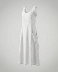 Alara Casual Linen Blend Maxi Dress in Beige