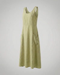 Alara Casual Linen Blend Maxi Dress in Light Green