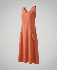 Alara Casual Linen Blend Maxi Dress in Orange