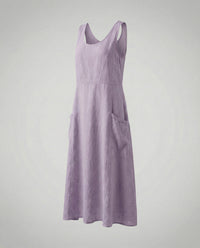 Alara Casual Linen Blend Maxi Dress in Purple