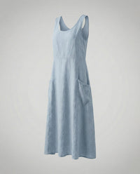 Alara Casual Linen Blend Maxi Dress in Sky Blue