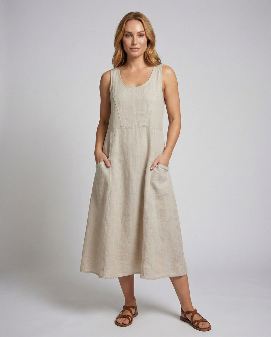 Alara Casual Linen Blend Maxi Dress