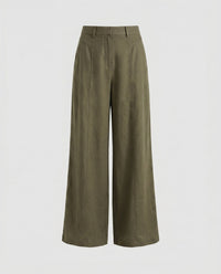 Alara Elegant Linen Trousers in Brown